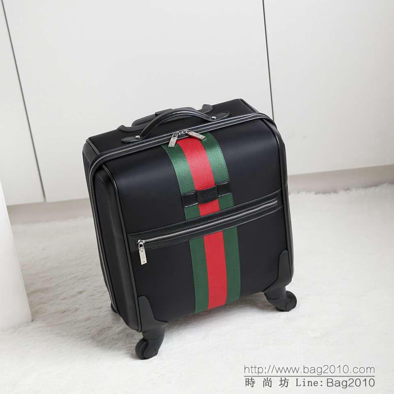 GUCCI古馳 16寸航空登機箱 義大利進口降落傘布 古馳經典編織紅綠帶 超順滑萬向輪拉杆箱  xbt1147